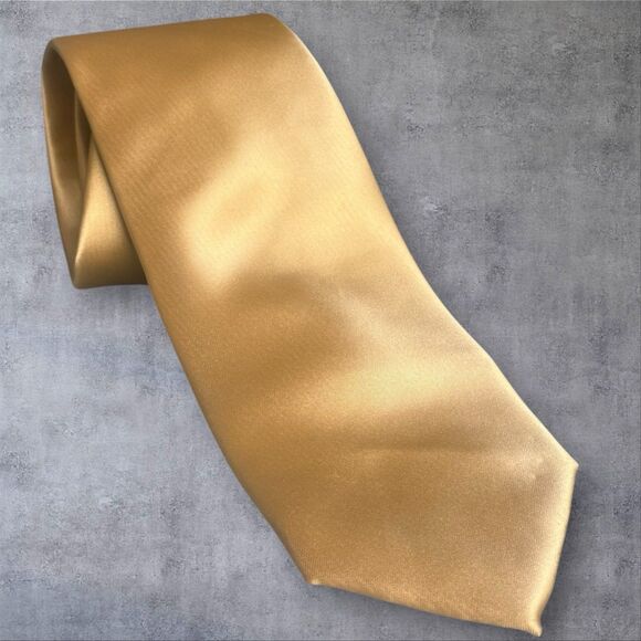 Vintage Gold Satin Tie Wedding, Prom, Formal Handmade Necktie Old Money Elegant - Picture 9 of 9